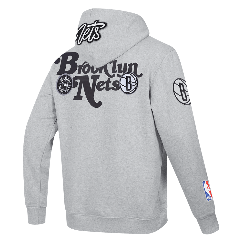 NBA BROOKLYN NETS SOUVENIR Men FLEECE PULLOVER HOODIE (HEATHER GREY) product image 4, provided for visual reference and