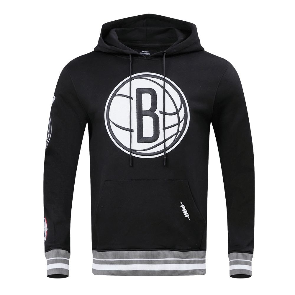 NBA BROOKLYN NETS RETRO CLASSIC Men PULLOVER HOODIE (BLACK/GREY) product image 1, provided for visual reference and product
