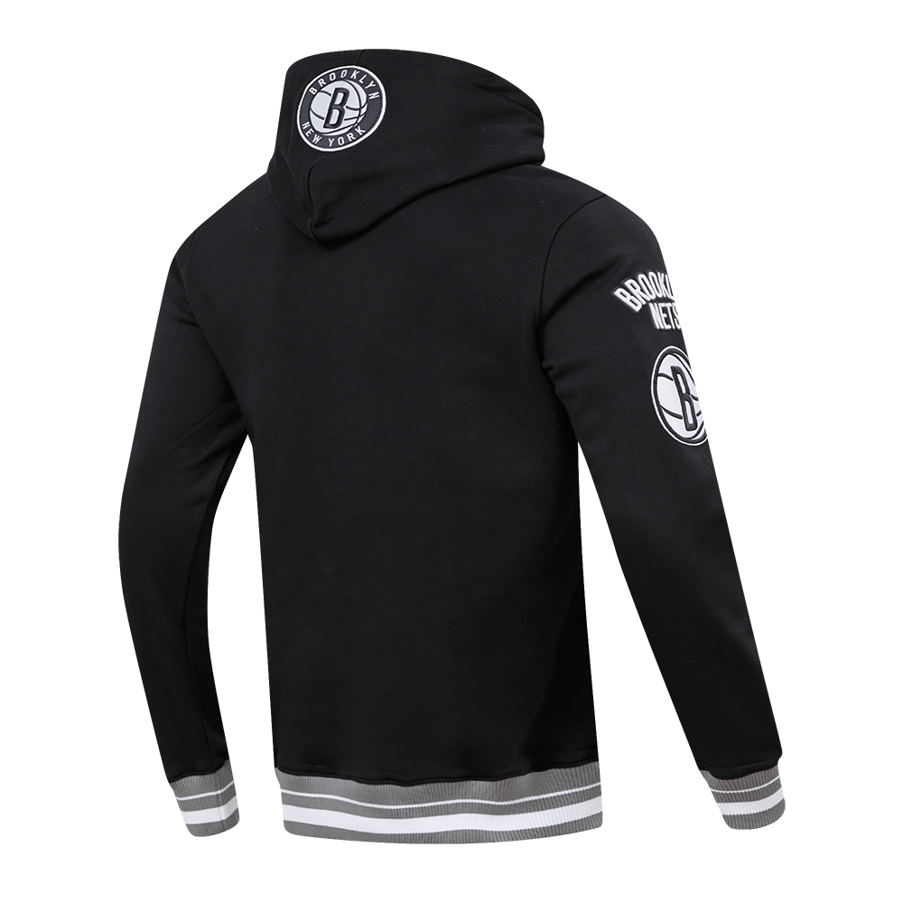 NBA BROOKLYN NETS RETRO CLASSIC Men PULLOVER HOODIE (BLACK/GREY) product image 3, provided for visual reference and product