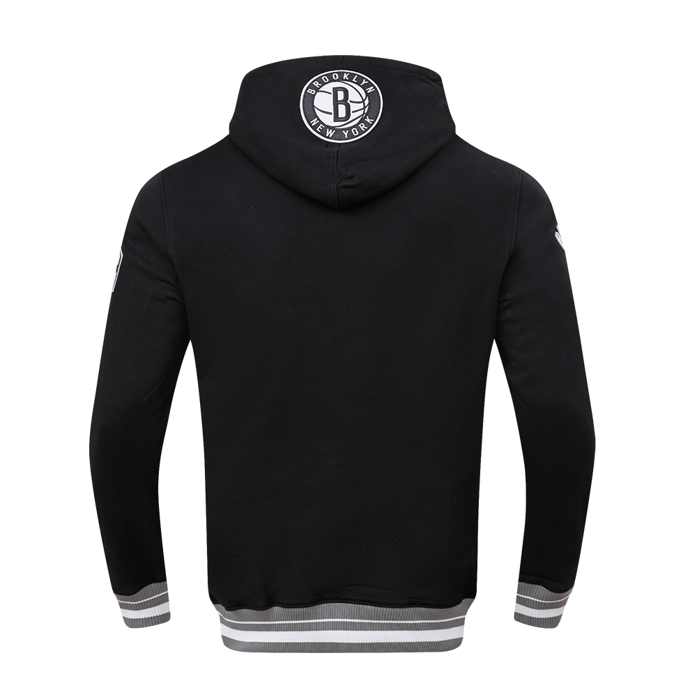 NBA BROOKLYN NETS RETRO CLASSIC Men PULLOVER HOODIE (BLACK/GREY) product image 4, provided for visual reference and product
