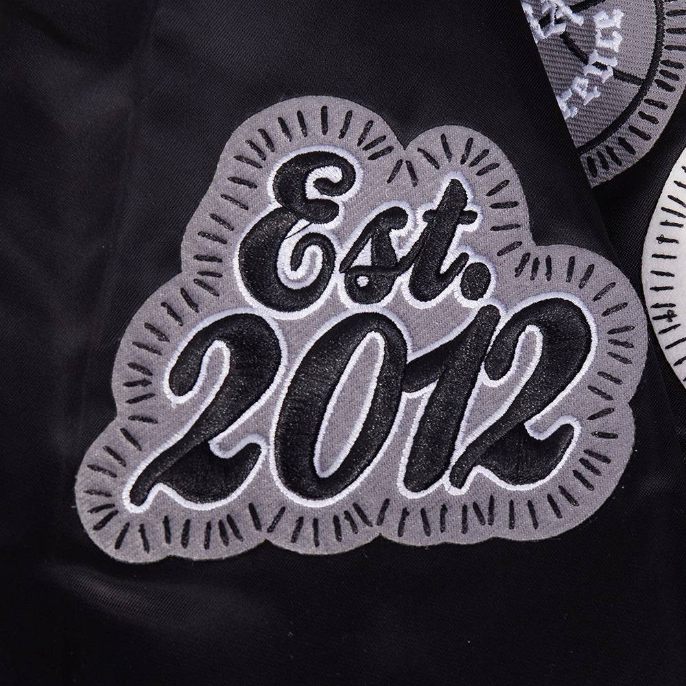 NBA BROOKLYN NETS DIY PICK STITCH Men RIB SATIN JACKET (BLACK) product image 6, provided for visual reference and product