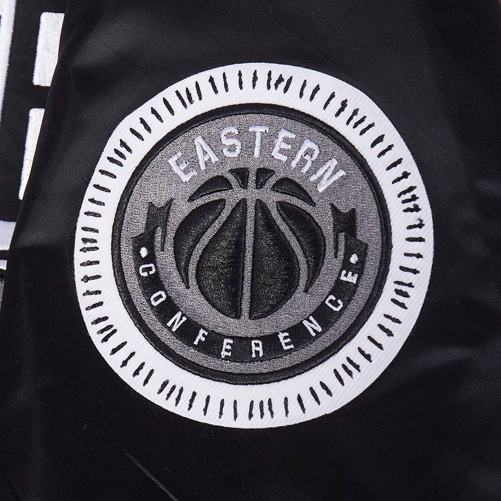 NBA BROOKLYN NETS DIY PICK STITCH Men RIB SATIN JACKET (BLACK) product image 7, provided for visual reference and product