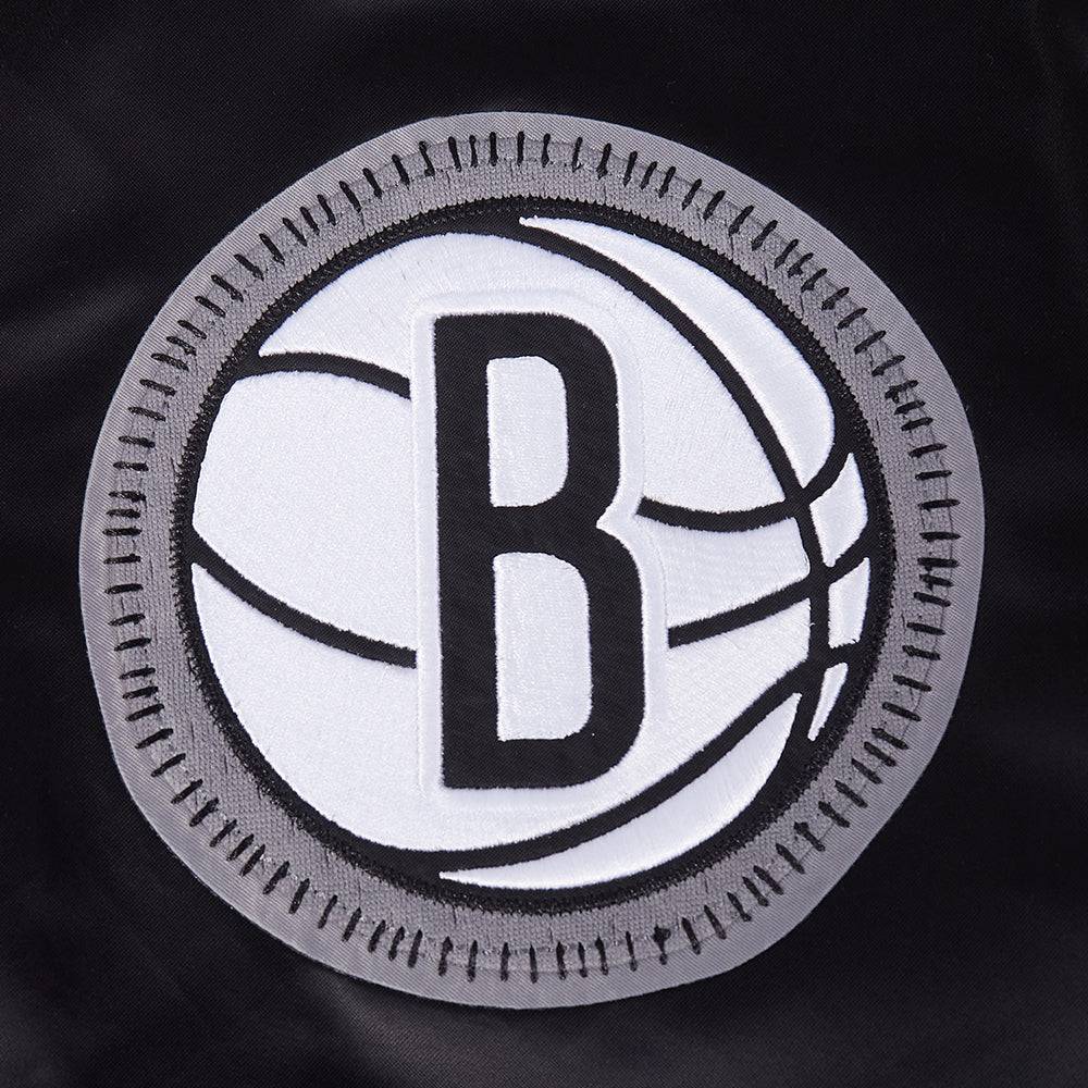 NBA BROOKLYN NETS DIY PICK STITCH Men RIB SATIN JACKET (BLACK) product image 9, provided for visual reference and product