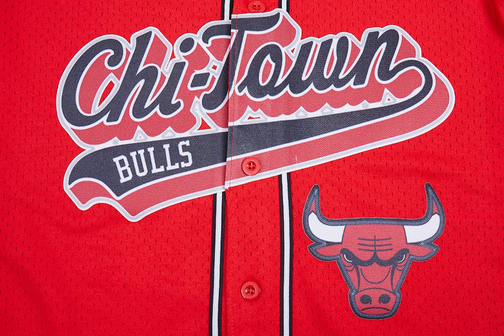 NBA CHICAGO BULLS SCRIPT TAIL Men MESH BUTTON DOWN SHIRT (RED/BLACK) product image 5, provided for visual reference and