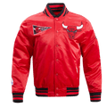 NBA CHICAGO BULLS RETRO CLASSIC Men RIB SATIN JACKET (RED/BLACK) product image 1, provided for visual reference and product