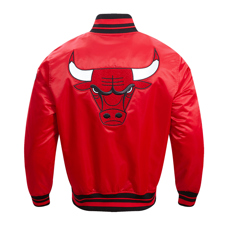 NBA CHICAGO BULLS RETRO CLASSIC Men RIB SATIN JACKET (RED/BLACK) product image 4, provided for visual reference and product