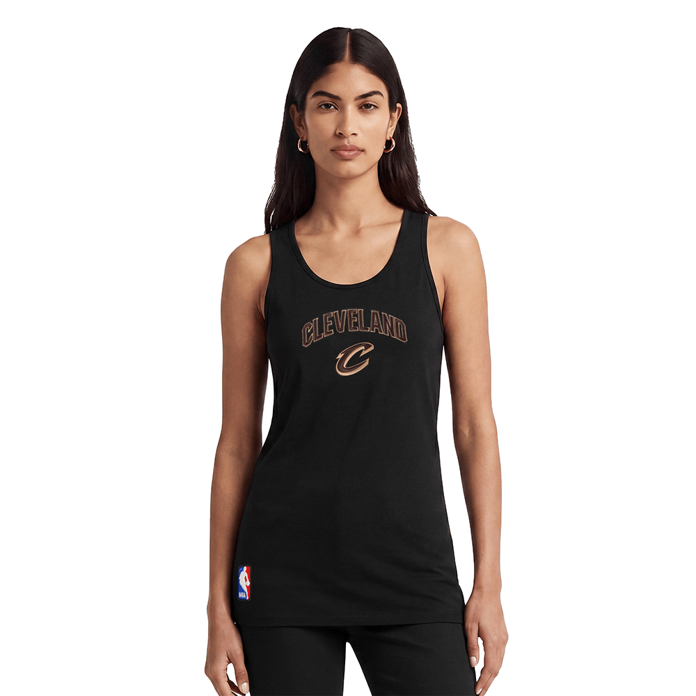 NBA CLEVELAND CAVALIERS CLASSIC Women RELAXED FIT RACERBACK (BLACK) product image 1, provided for visual reference and