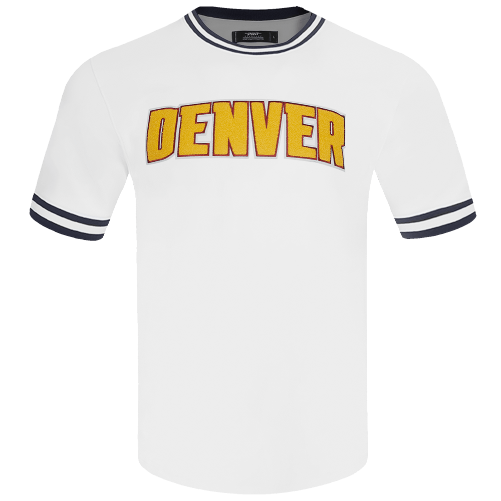 NBA DENVER NUGGETS CLASSIC CHENILLE Men DOUBLE KNIT T-Shirt (WHITE) product image 3, provided for visual reference and