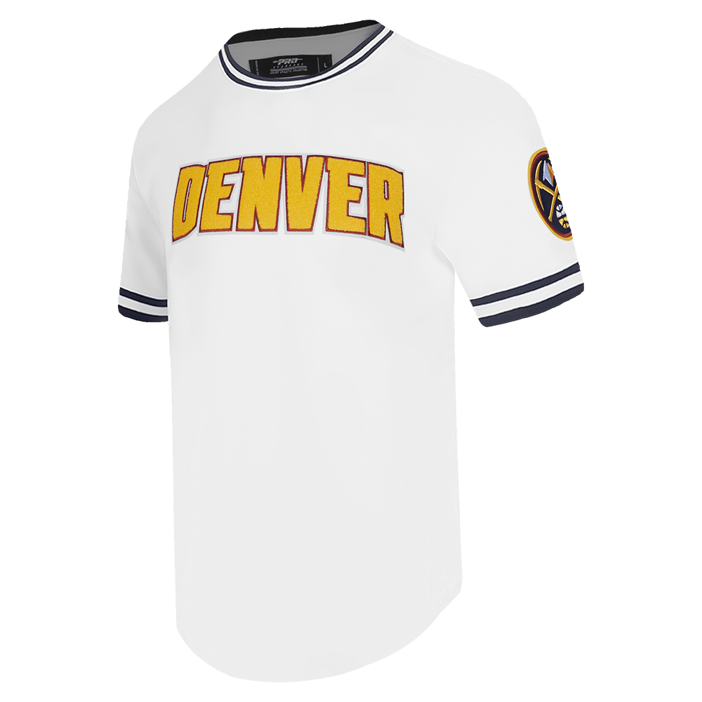 NBA DENVER NUGGETS CLASSIC CHENILLE Men DOUBLE KNIT T-Shirt (WHITE) product image 4, provided for visual reference and