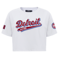 NBA DETROIT PISTONS SCRIPT TAIL Women SINGLE JERSEY BOXY T-Shirt (WHITE) product image 1, provided for visual reference and