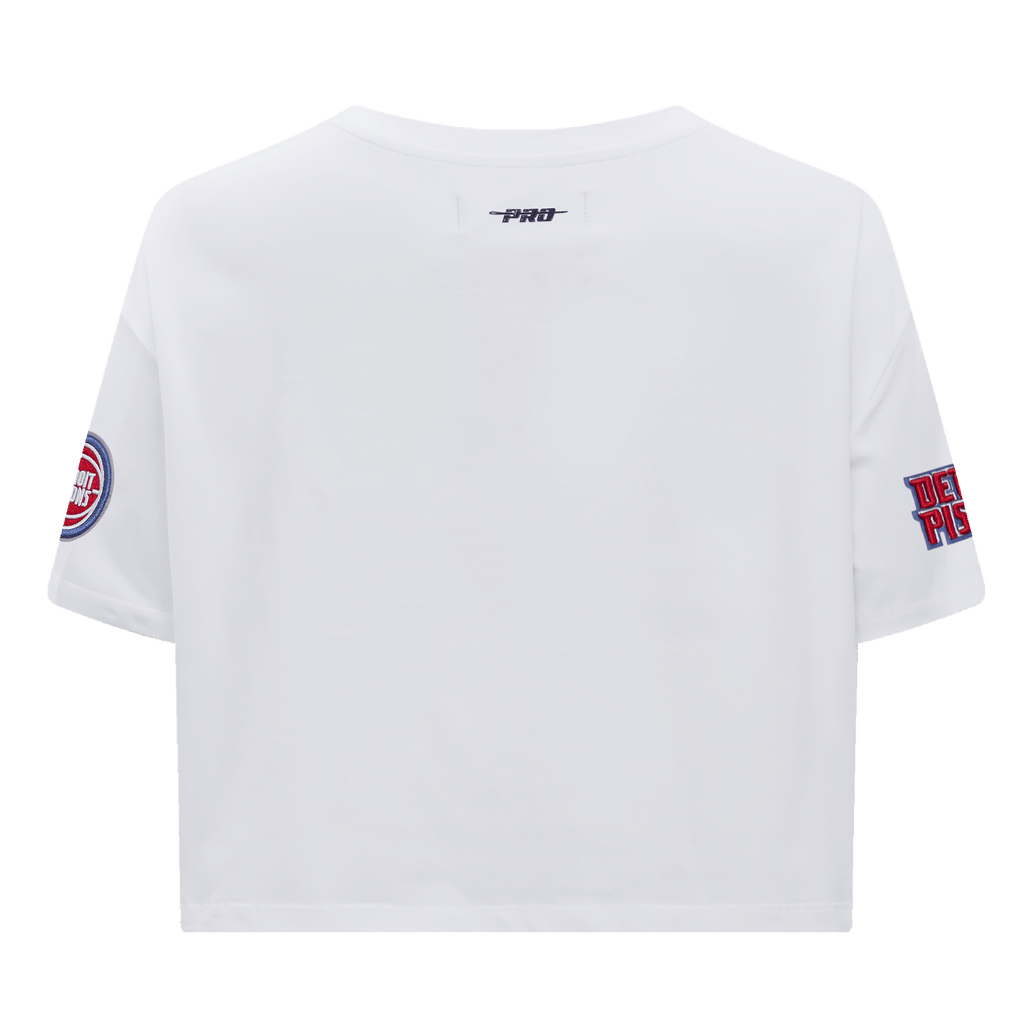 NBA DETROIT PISTONS SCRIPT TAIL Women SINGLE JERSEY BOXY T-Shirt (WHITE) product image 4, provided for visual reference and