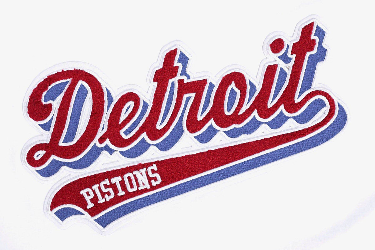 NBA DETROIT PISTONS SCRIPT TAIL Women SINGLE JERSEY BOXY T-Shirt (WHITE) product image 5, provided for visual reference and