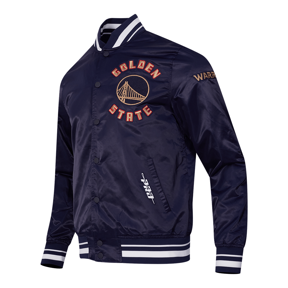 NBA GOLDEN STATE WARRIORS CITY EDITION 24-25 Men RIB SATIN JACKET (MIDNIGHT NAVY) product image 2, provided for visual