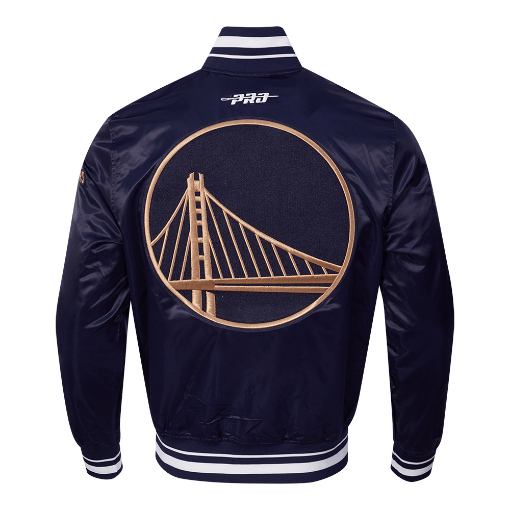 NBA GOLDEN STATE WARRIORS CITY EDITION 24-25 Men RIB SATIN JACKET (MIDNIGHT NAVY) product image 3, provided for visual
