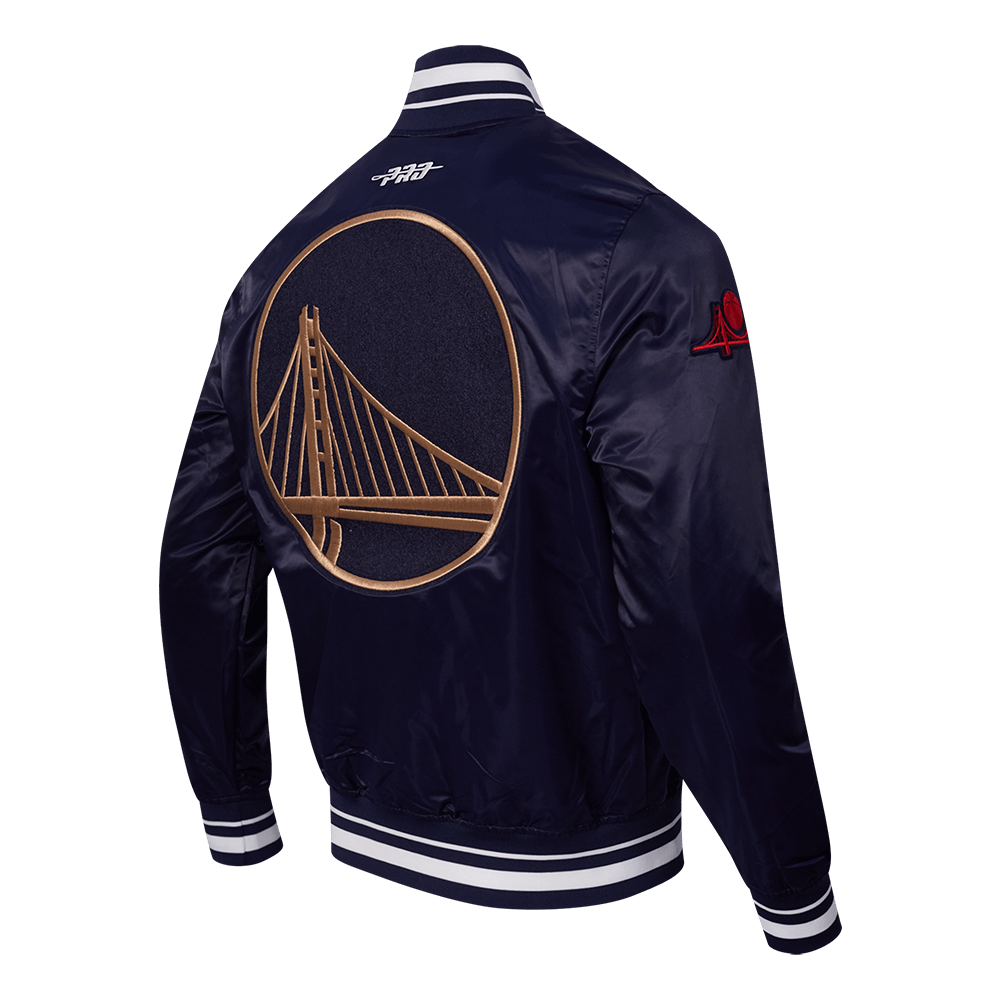 NBA GOLDEN STATE WARRIORS CITY EDITION 24-25 Men RIB SATIN JACKET (MIDNIGHT NAVY) product image 4, provided for visual