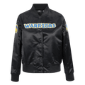 NBA GOLDEN STATE WARRIORS CLASSIC Women SATIN JACKET (BLACK) product image 1, provided for visual reference and product