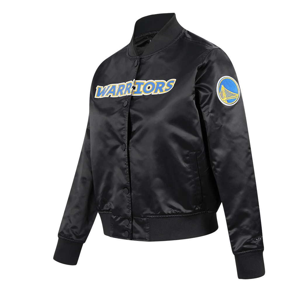 NBA GOLDEN STATE WARRIORS CLASSIC Women SATIN JACKET (BLACK) product image 2, provided for visual reference and product