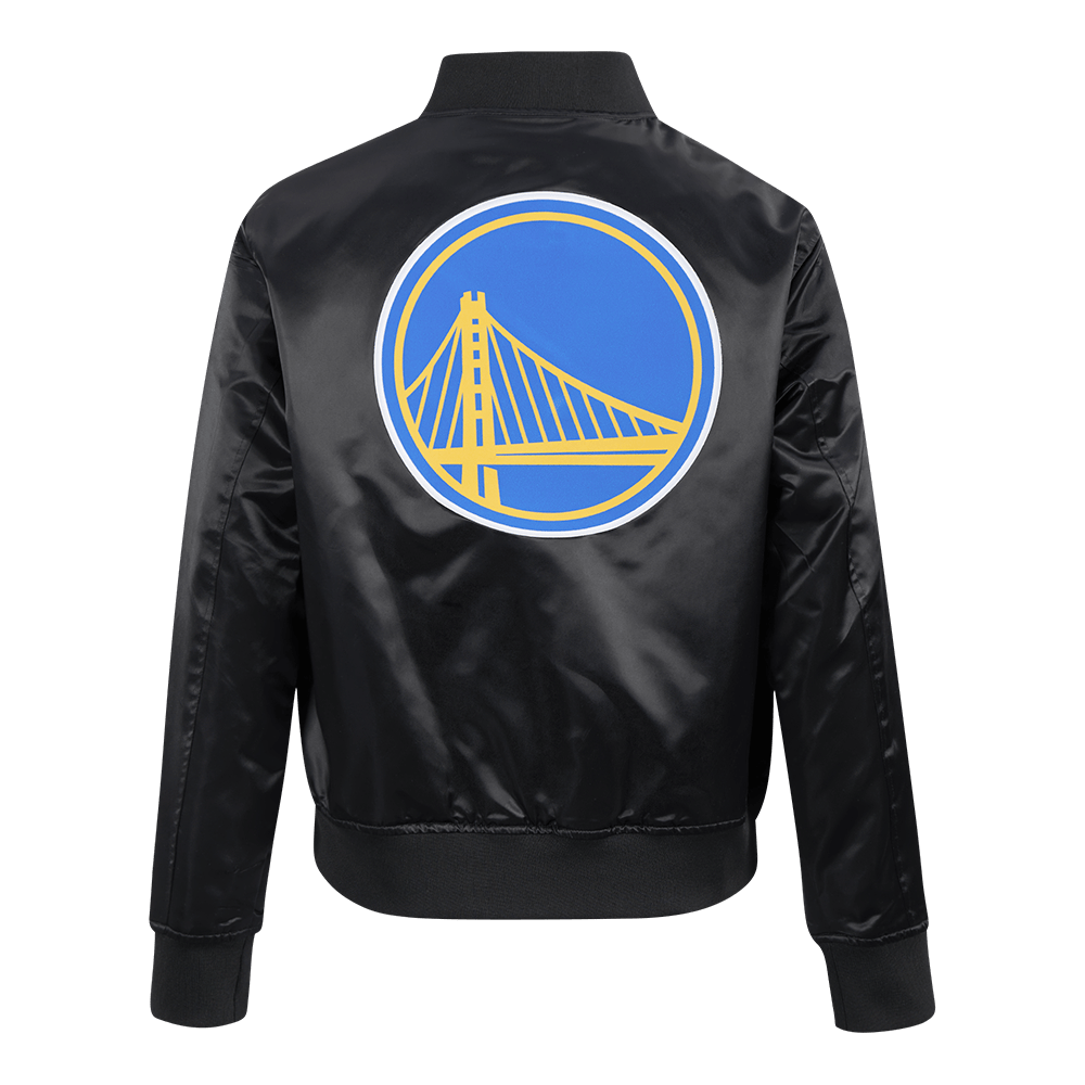 NBA GOLDEN STATE WARRIORS CLASSIC Women SATIN JACKET (BLACK) product image 3, provided for visual reference and product