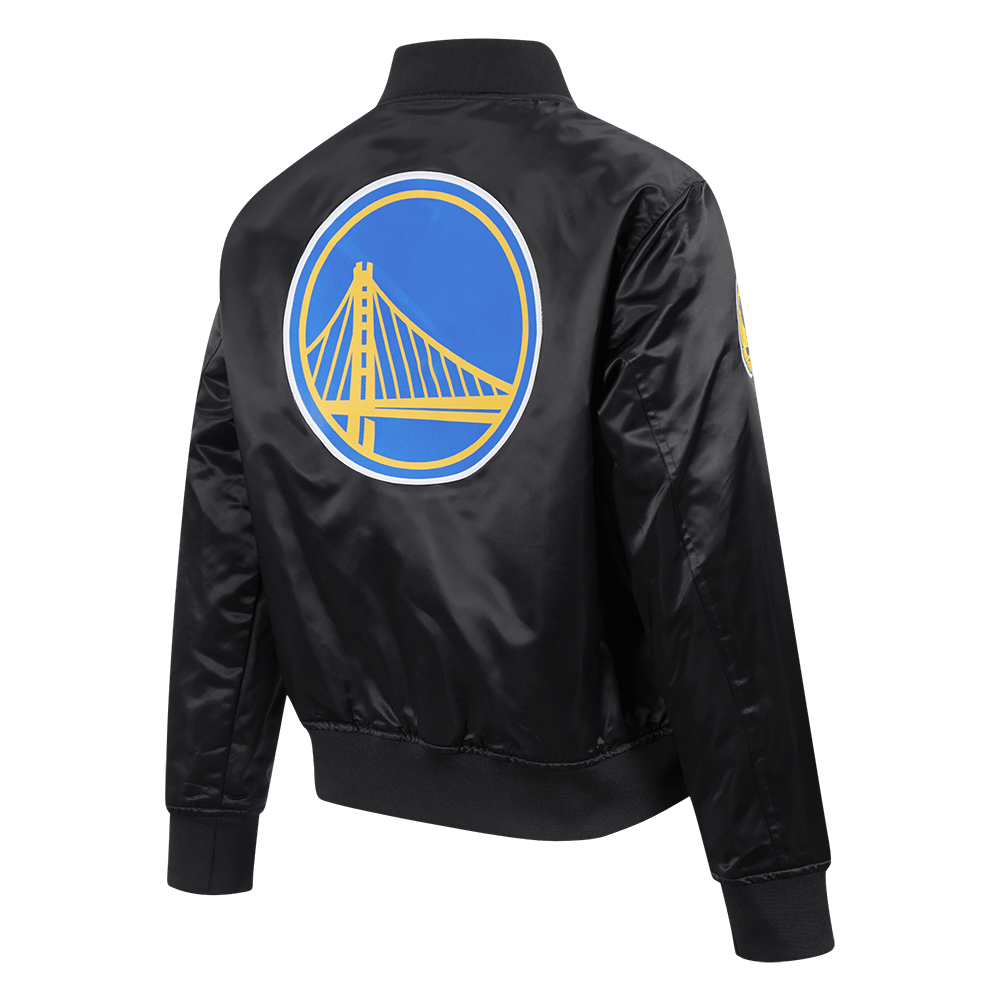 NBA GOLDEN STATE WARRIORS CLASSIC Women SATIN JACKET (BLACK) product image 4, provided for visual reference and product