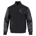 NBA HOUSTON ROCKETS TRIPLE BLACK WOOL Men VARSITY JACKET (TRIPLE BLACK) product image 1, provided for visual reference and