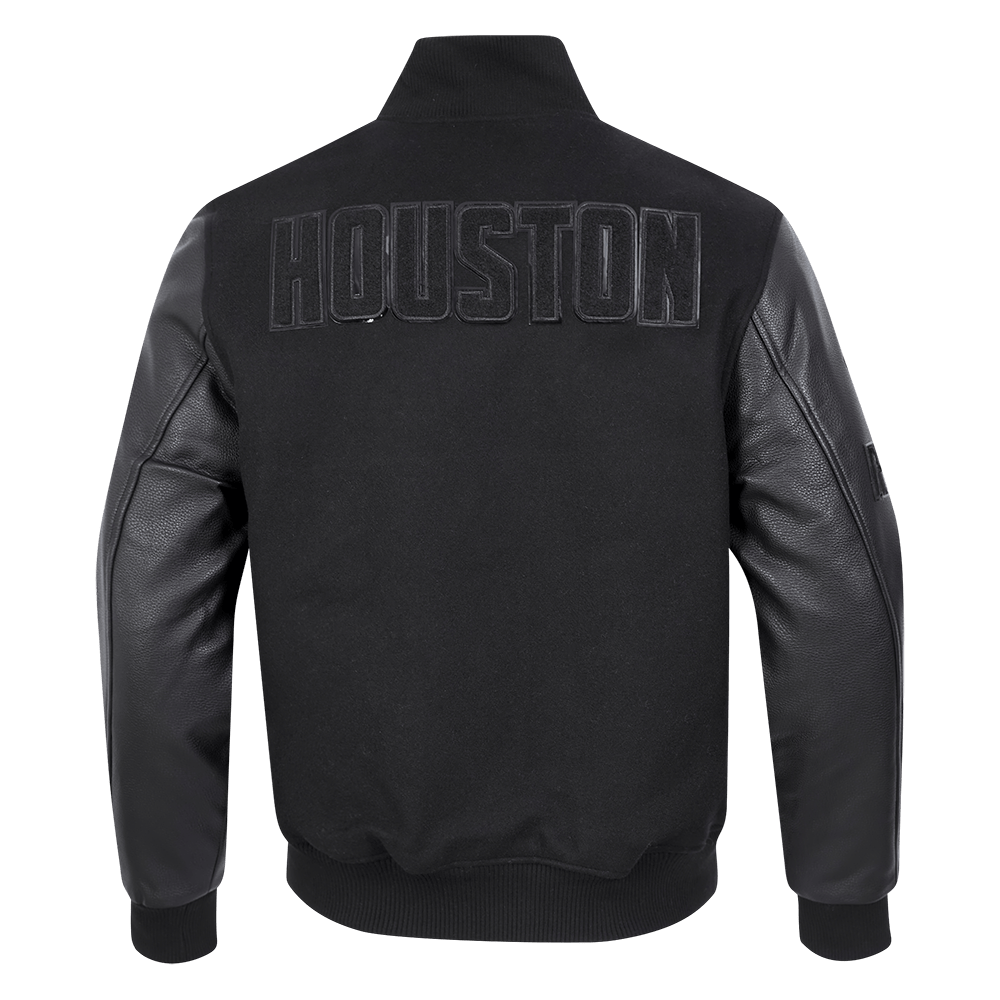NBA HOUSTON ROCKETS TRIPLE BLACK WOOL Men VARSITY JACKET (TRIPLE BLACK) product image 3, provided for visual reference and
