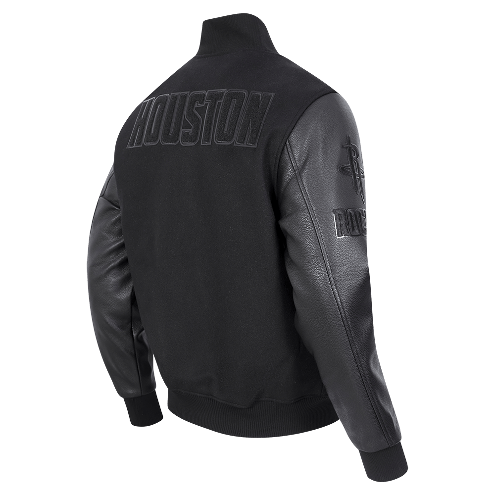 NBA HOUSTON ROCKETS TRIPLE BLACK WOOL Men VARSITY JACKET (TRIPLE BLACK) product image 4, provided for visual reference and