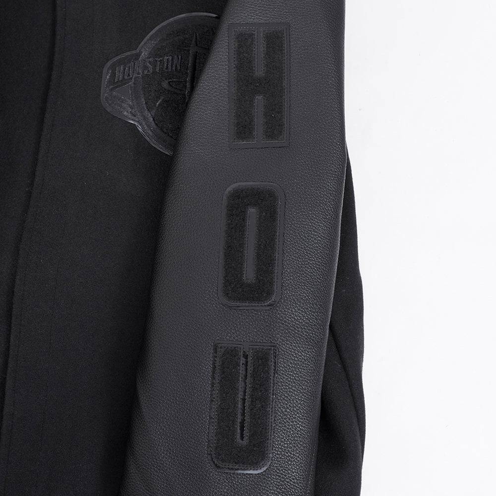 NBA HOUSTON ROCKETS TRIPLE BLACK WOOL Men VARSITY JACKET (TRIPLE BLACK) product image 8, provided for visual reference and