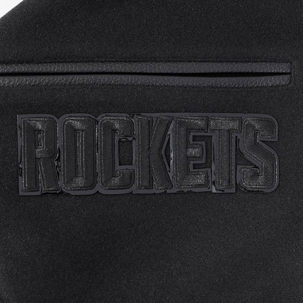 NBA HOUSTON ROCKETS TRIPLE BLACK WOOL Men VARSITY JACKET (TRIPLE BLACK) product image 6, provided for visual reference and