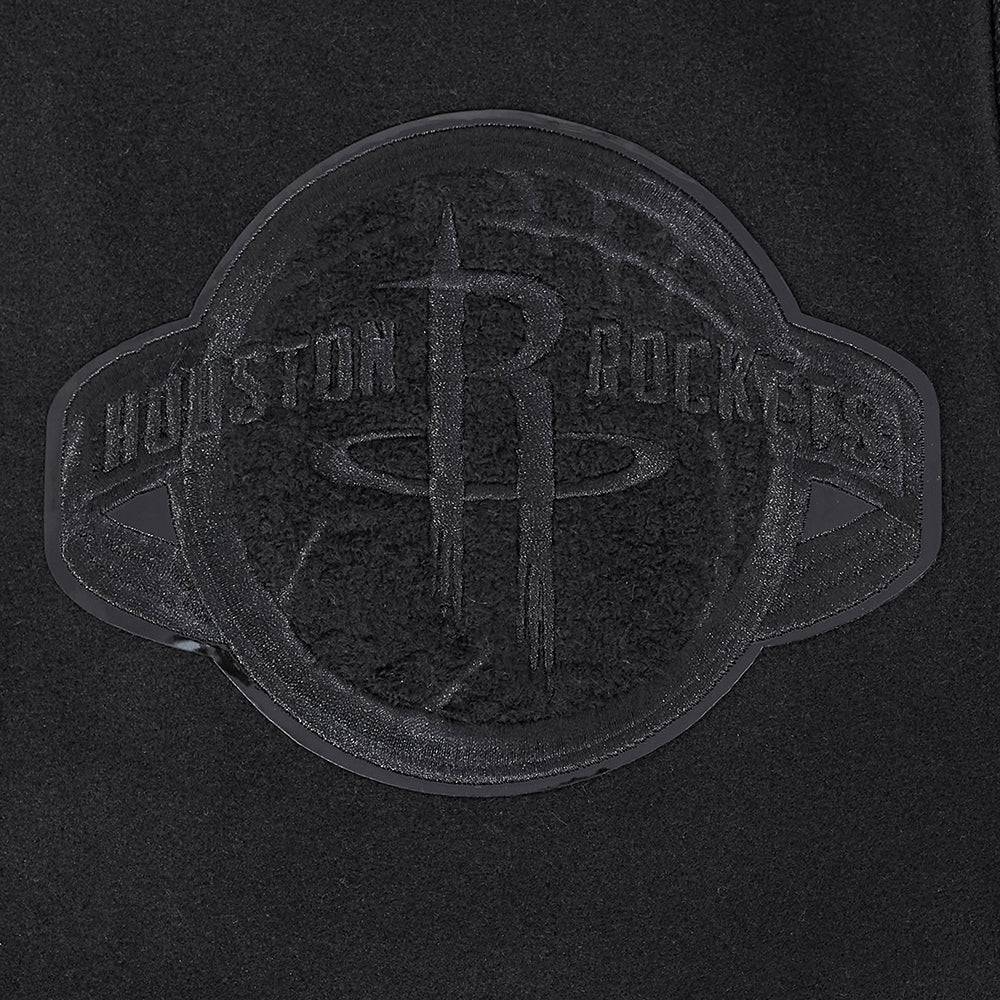 NBA HOUSTON ROCKETS TRIPLE BLACK WOOL Men VARSITY JACKET (TRIPLE BLACK) product image 5, provided for visual reference and