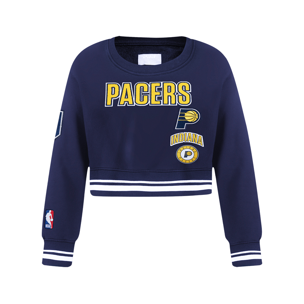 NBA Indiana Pacers Retro Classic Big Girl'S Rib Fleece Crewneck (Midnight Navy) product image 1, provided for visual