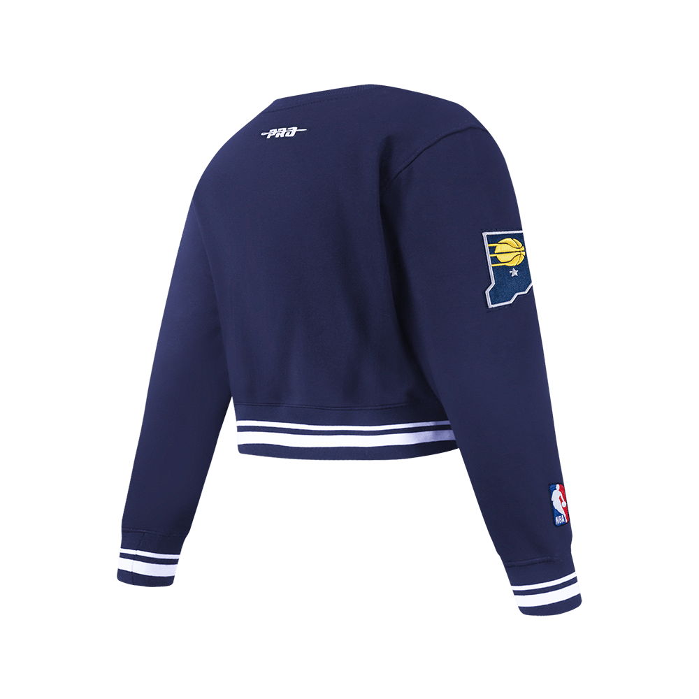 NBA Indiana Pacers Retro Classic Big Girl'S Rib Fleece Crewneck (Midnight Navy) product image 4, provided for visual