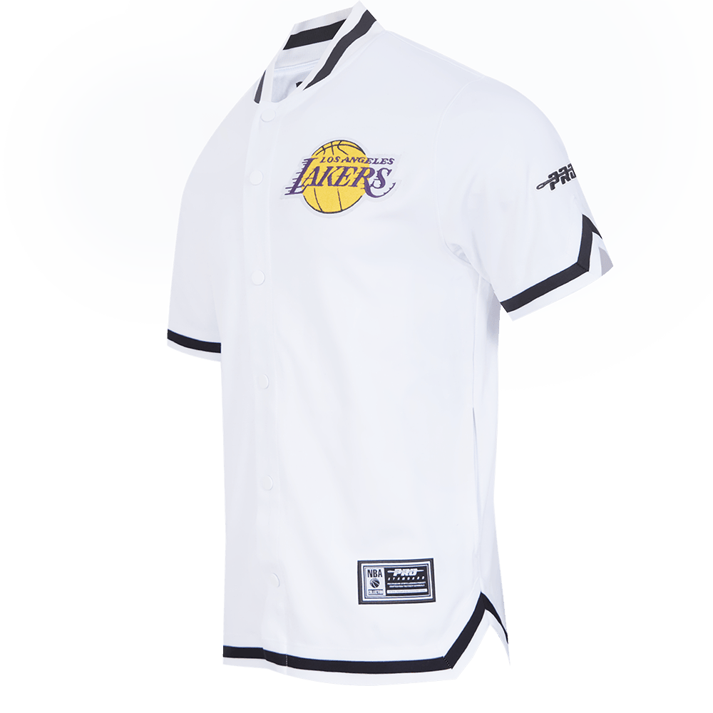 NBA LOS ANGELES LAKERS SOUVENIR Men PRO SS DOUBLE KNIT JACKET (WHITE/BLACK) product image 4, provided for visual reference