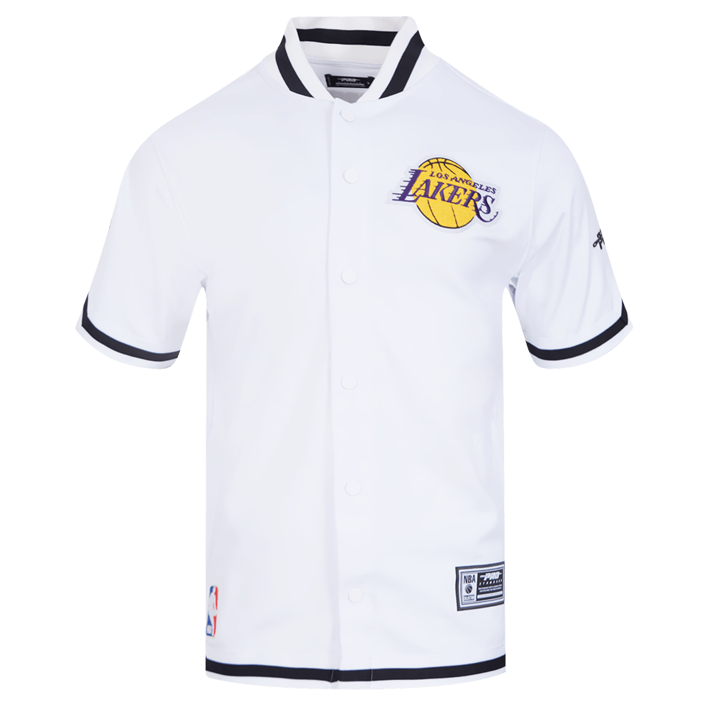 NBA LOS ANGELES LAKERS SOUVENIR Men PRO SS DOUBLE KNIT JACKET (WHITE/BLACK) product image 5, provided for visual reference