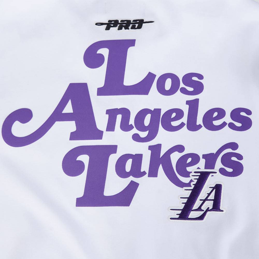 NBA LOS ANGELES LAKERS SOUVENIR Men PRO SS DOUBLE KNIT JACKET (WHITE/BLACK) product image 7, provided for visual reference