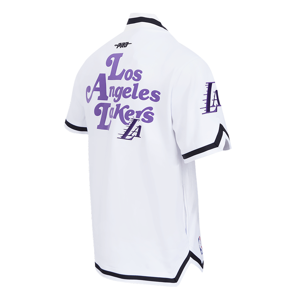 NBA LOS ANGELES LAKERS SOUVENIR Men PRO SS DOUBLE KNIT JACKET (WHITE/BLACK) product image 8, provided for visual reference