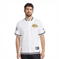 NBA LOS ANGELES LAKERS SOUVENIR Men PRO SS DOUBLE KNIT JACKET (WHITE/BLACK) product image 1, provided for visual reference