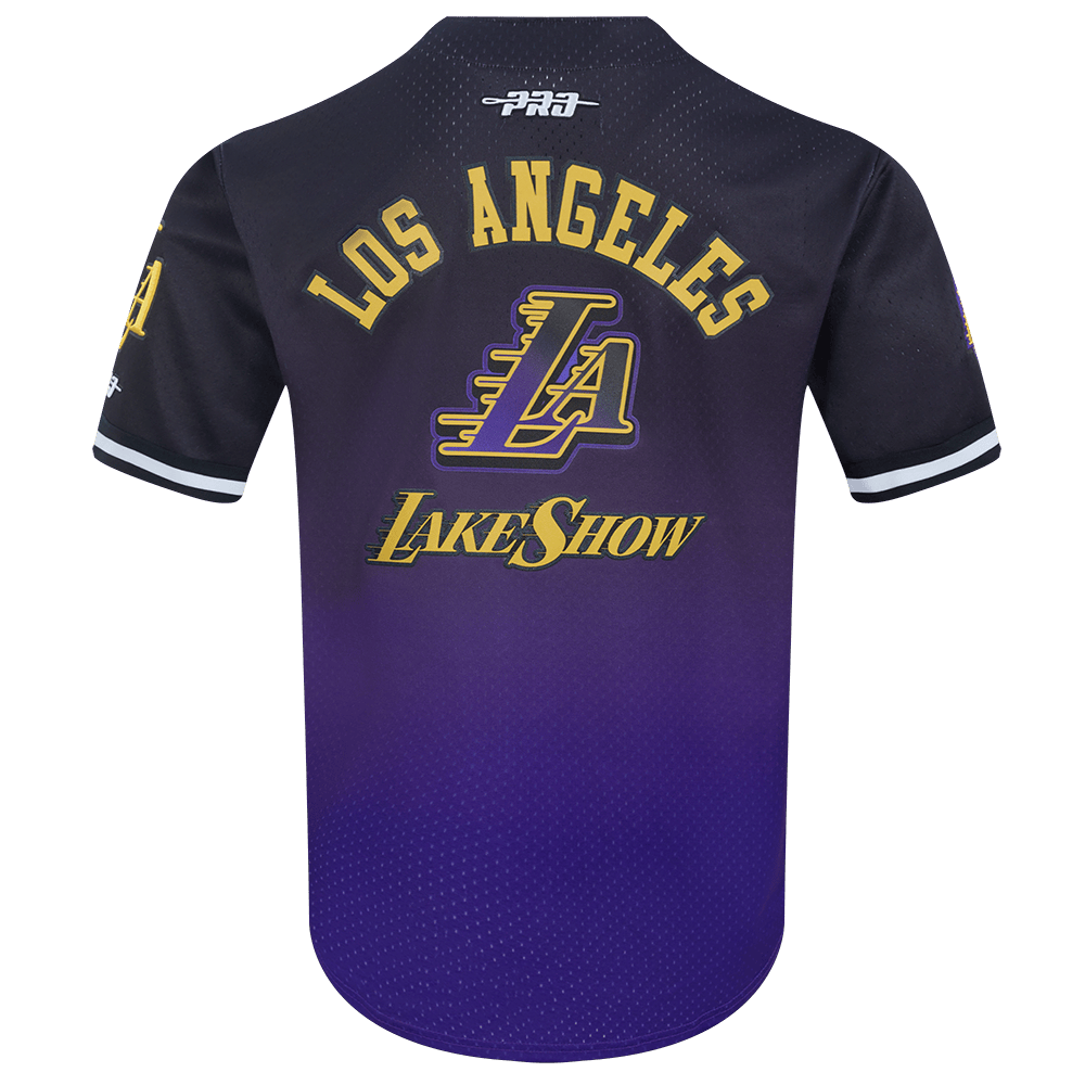 NBA LOS ANGELES LAKERS CITY EDITION 24-25 Men OMBRE MESH BUTTON DOWN (BLACK/PURPLE) product image 3, provided for visual