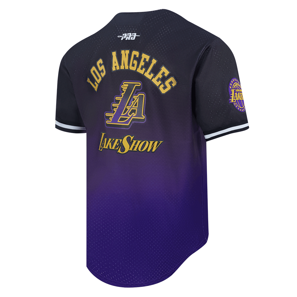 NBA LOS ANGELES LAKERS CITY EDITION 24-25 Men OMBRE MESH BUTTON DOWN (BLACK/PURPLE) product image 4, provided for visual