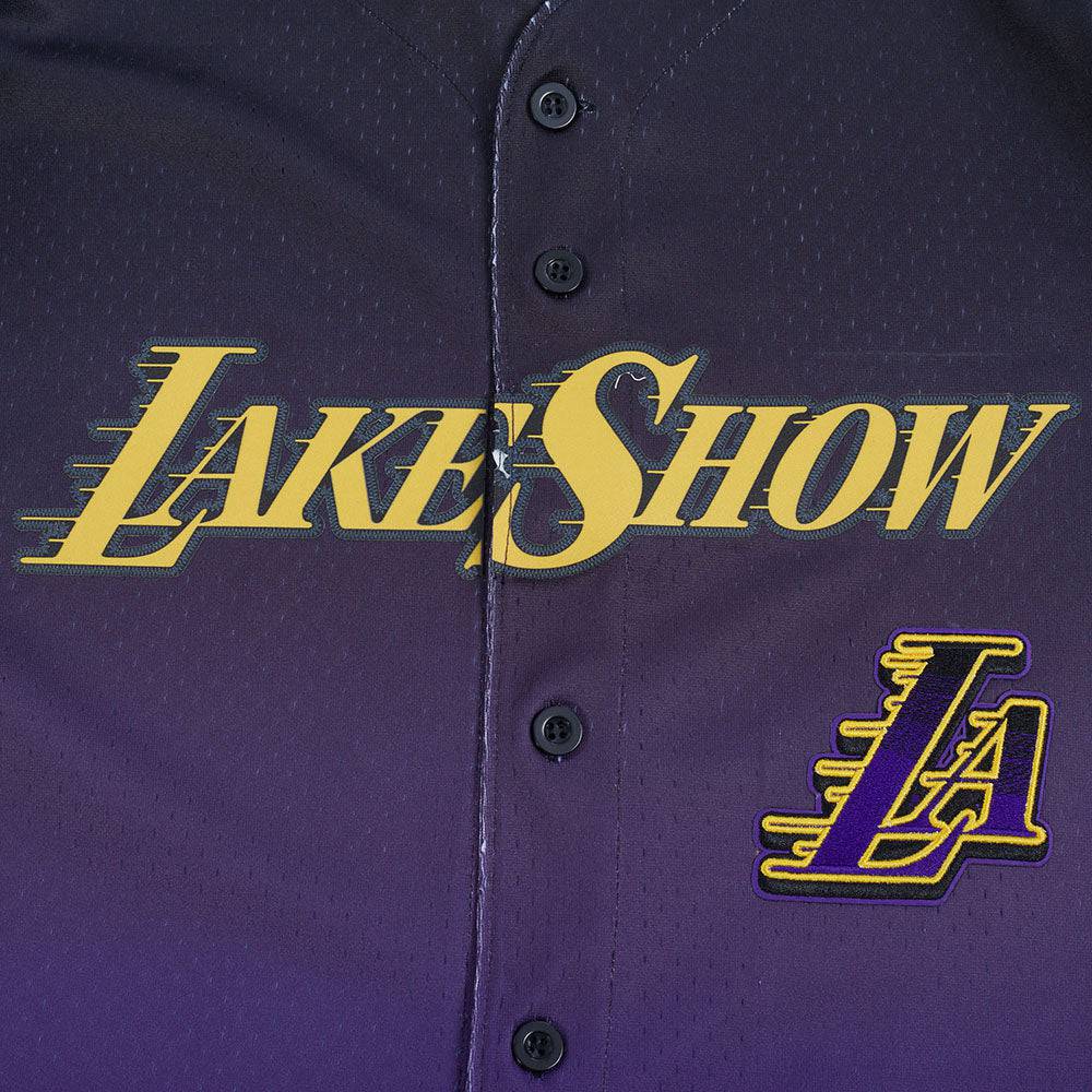 NBA LOS ANGELES LAKERS CITY EDITION 24-25 Men OMBRE MESH BUTTON DOWN (BLACK/PURPLE) product image 5, provided for visual