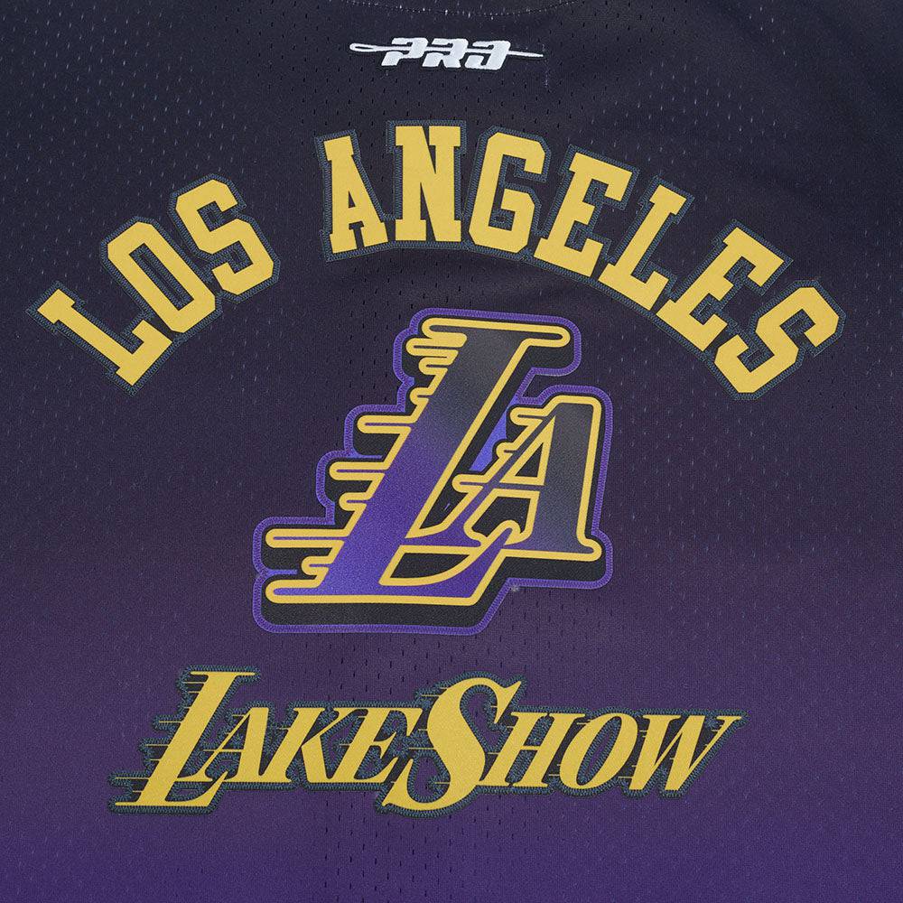 NBA LOS ANGELES LAKERS CITY EDITION 24-25 Men OMBRE MESH BUTTON DOWN (BLACK/PURPLE) product image 8, provided for visual