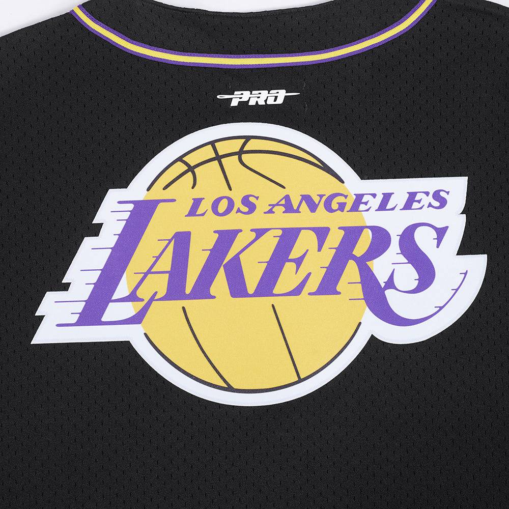NBA LOS ANGELES LAKERS LOGO Men MESH BUTTON UP SHIRT (BLACK/PURPLE) product image 8, provided for visual reference and