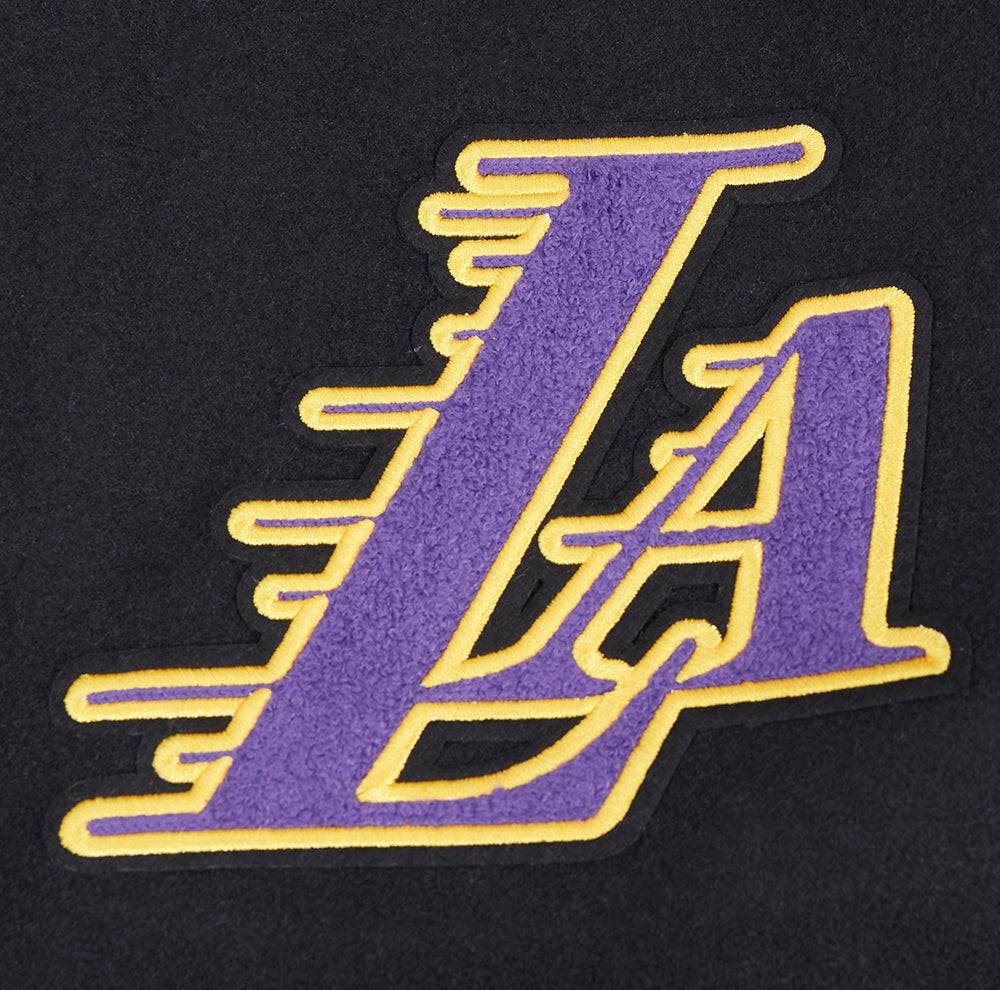NBA LOS ANGELES LAKERS SCRIPT TAIL Men VARSITY JACKET (BLACK/WHITE) product image 6, provided for visual reference and