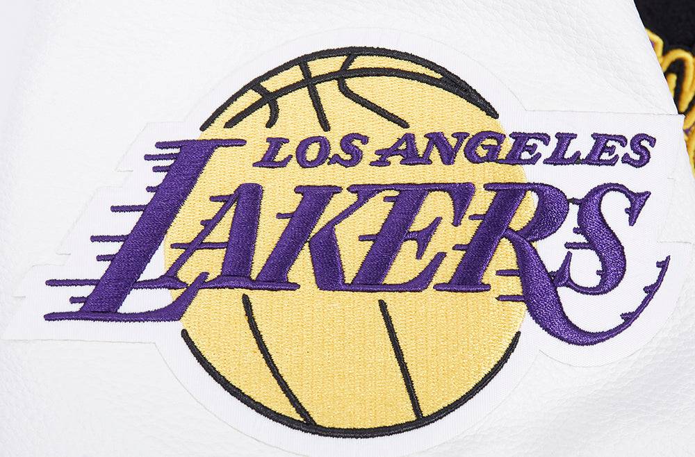 NBA LOS ANGELES LAKERS SCRIPT TAIL Men VARSITY JACKET (BLACK/WHITE) product image 7, provided for visual reference and