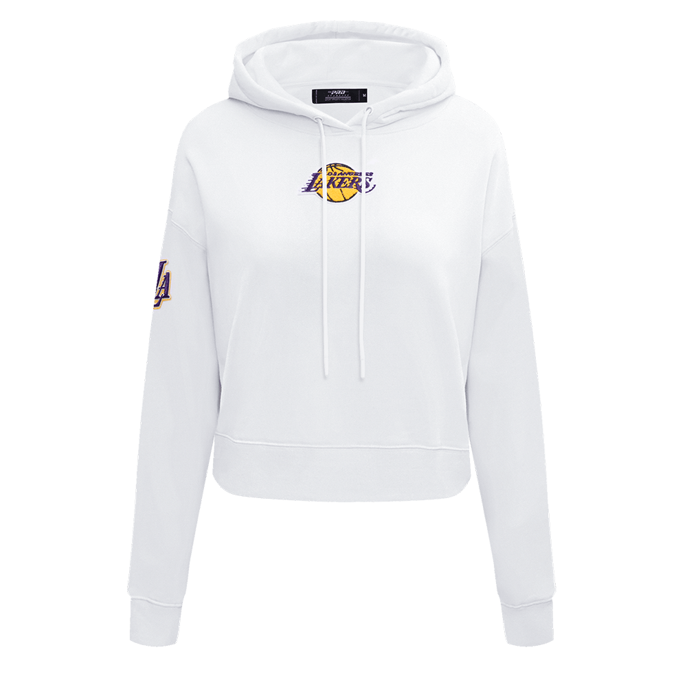 NBA LOS ANGELES LAKERS CLASSIC Women CROPPED PULLOVER HOODIE (WHITE) product image 1, provided for visual reference and