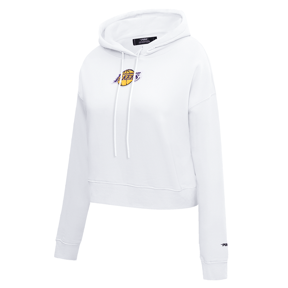 NBA LOS ANGELES LAKERS CLASSIC Women CROPPED PULLOVER HOODIE (WHITE) product image 2, provided for visual reference and