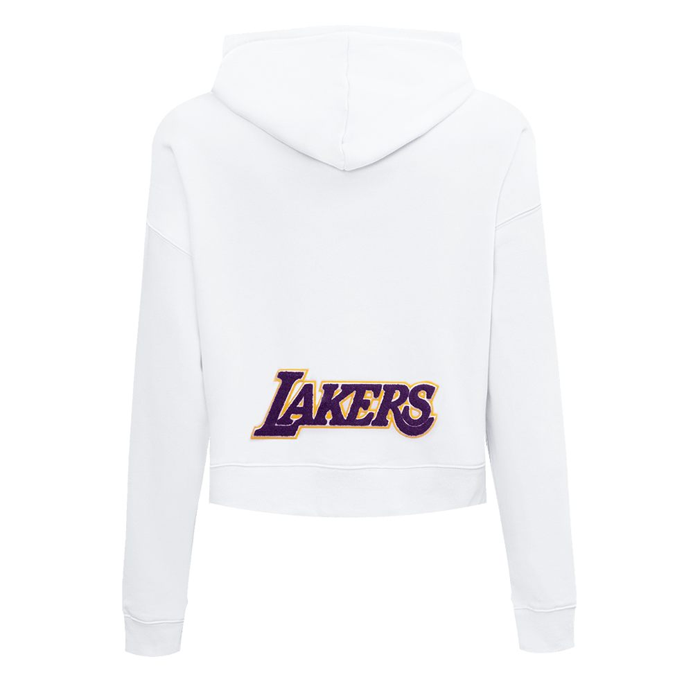 NBA LOS ANGELES LAKERS CLASSIC Women CROPPED PULLOVER HOODIE (WHITE) product image 4, provided for visual reference and