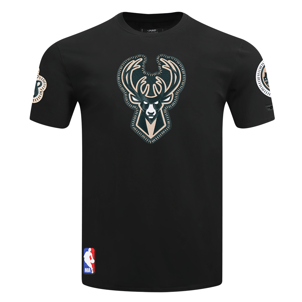 NBA MILWAUKEE BUCKS DIY PICK STITCH Men SINGLE JERSEY T-Shirt (BLACK) product image 1, provided for visual reference and