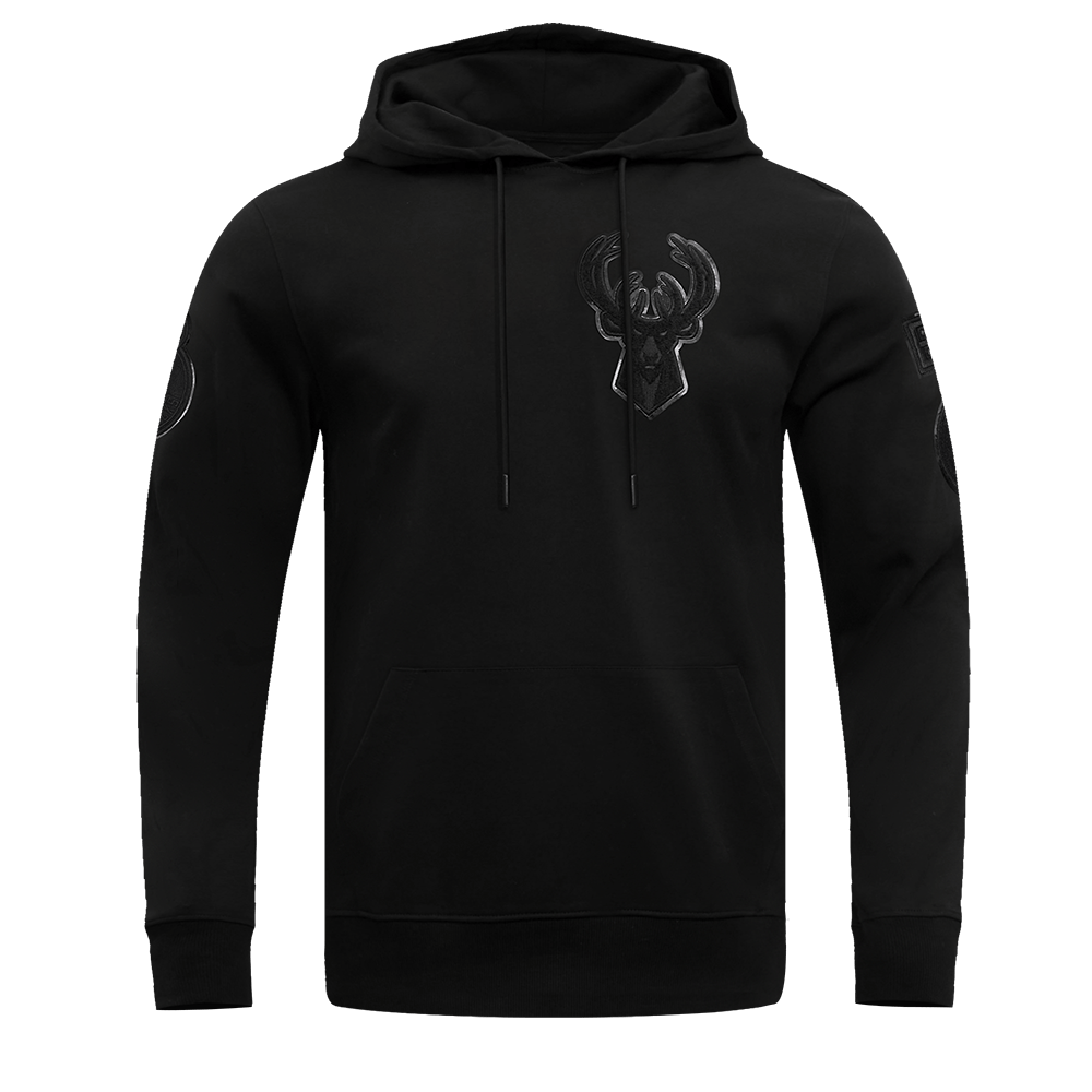 NBA MILWAUKEE BUCKS TRIPLE BLACK LOGO Men PULLOVER HOODIE (BLACK) product image 10, provided for visual reference and