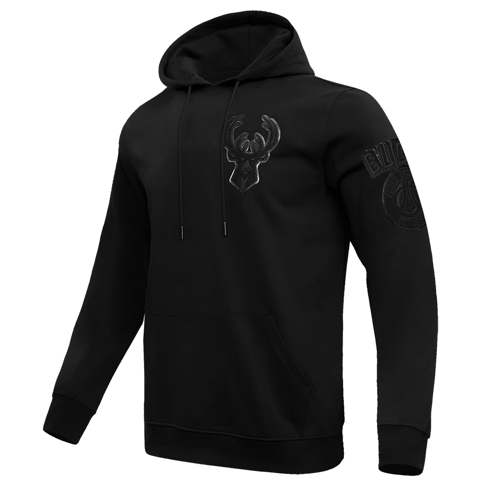 NBA MILWAUKEE BUCKS TRIPLE BLACK LOGO Men PULLOVER HOODIE (BLACK) product image 11, provided for visual reference and