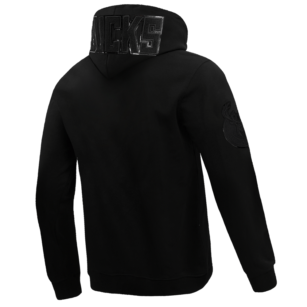 NBA MILWAUKEE BUCKS TRIPLE BLACK LOGO Men PULLOVER HOODIE (BLACK) product image 12, provided for visual reference and